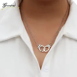 1PCS Handcuffs Shape Pendant Necklaces Women Jewelry Choker Silver Plated Chain Necklace Gift Bijoux Collar