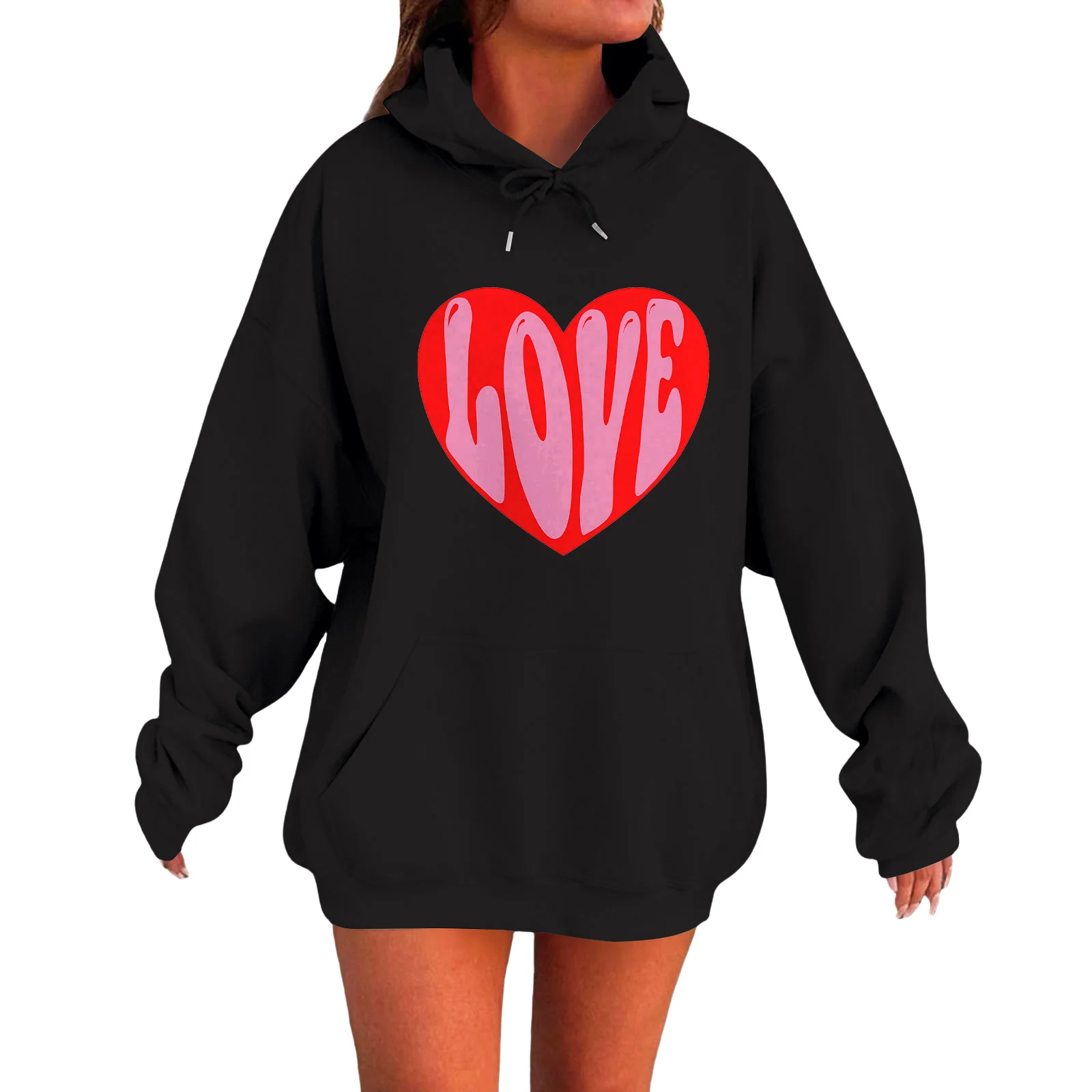 ฤดูหนาวเสื้อผ้าผู้หญิงผู้หญิงหลวมสบายสบายๆแฟชั่นรักพิมพ์เสื้อแขนยาวซูดาเดรัส เด มูเยร์