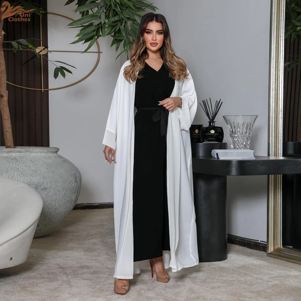 

Ramadan White Muslim Kimono Abaya Dubai Turkey Islam Arabic Jalabiya For Women Clothing Robe Longue Femme Musulmane Kaftans