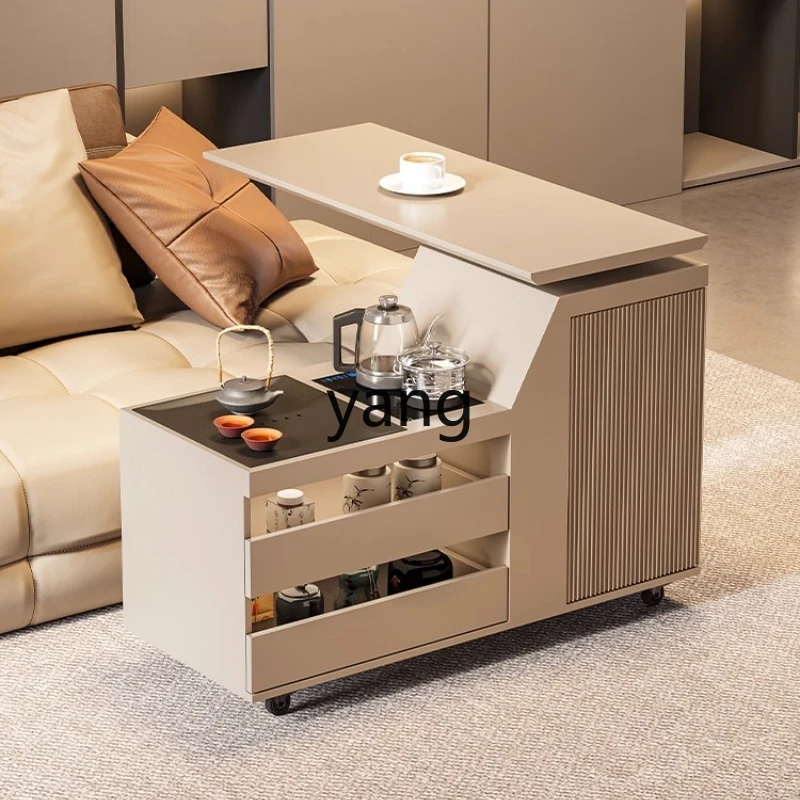 

YHM simple modern movable tea table living room wheeled trolley