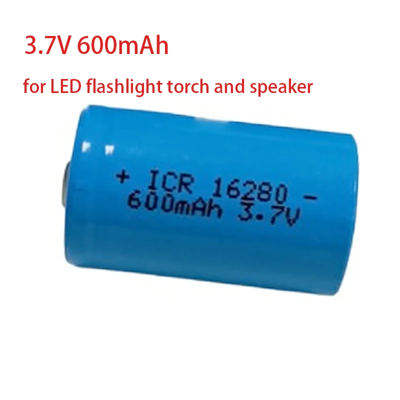 ICR16280 3,7 V 600 mAh wiederaufladbarer Li-Ion 16280 TiP-Akku für Laserstift, LED-Taschenlampe mit Knopf oben