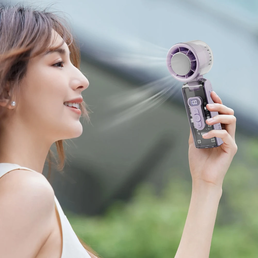 

Складной персональный охлаждающий вентилятор со светодиодной подсветкой, перезаряжаемый электрический мини-турбовентилятор, 3600 мАч, складной дорожный вентилятор для кемпинга, пешего туризма