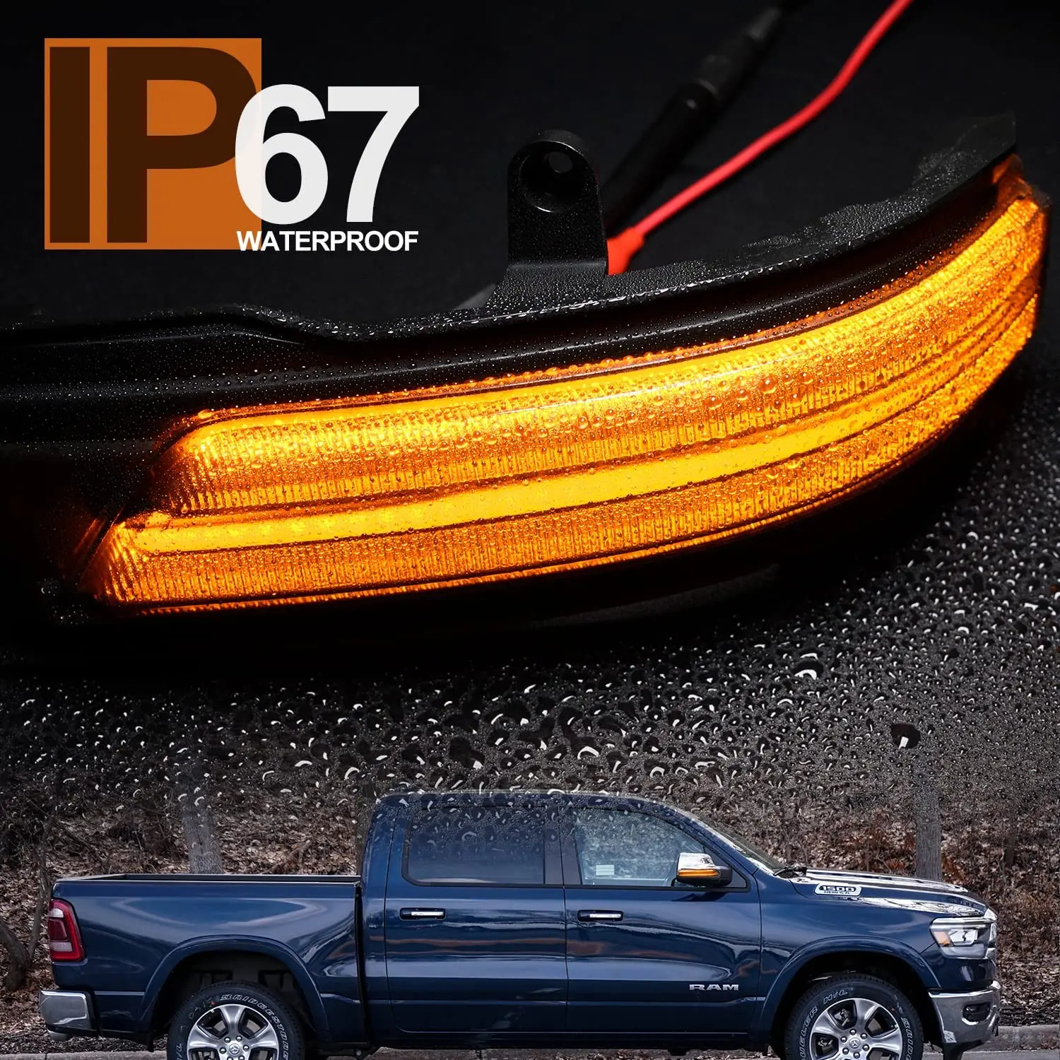 

Dynamic Blinker Turn Signal LED For 2019 2020 2021 2022 Dodge RAM 1500 Flashing LED Indicator Lamp Side Rearview Mirror light