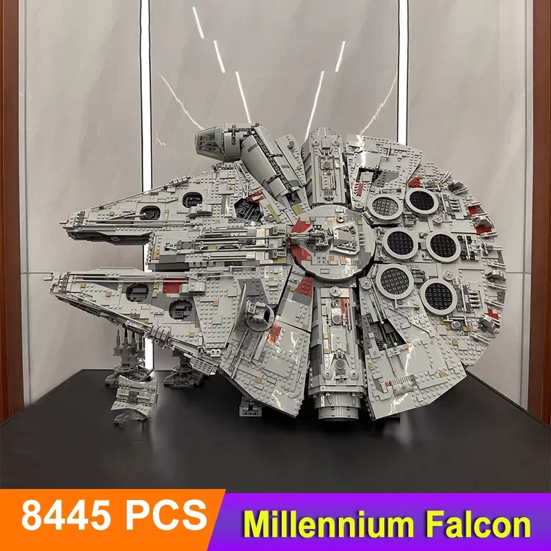 8445 PCS Kompatibel 75192 Falcon Schiff Bausteine Ziegel Spielzeug MOC Display Millennium Raumschiff