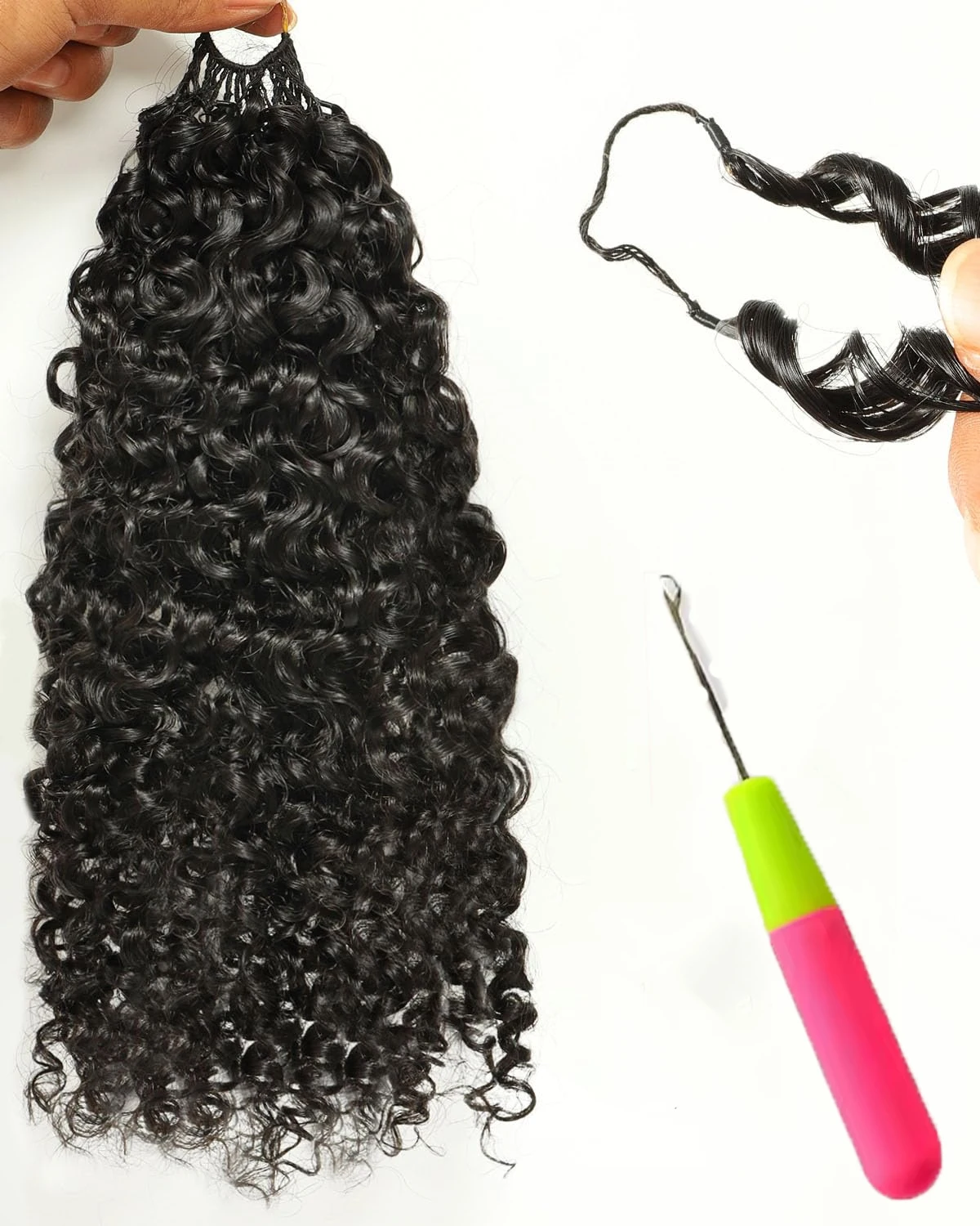 Hair Care Curly Hair - 100% Human Hair Feather Crochet 18A