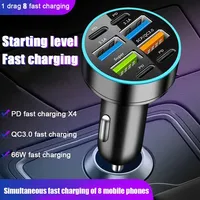 New Digital Display Car With 4 USB Car Charger 66w Fast Charging Car Mobile Phone Adapter PD Mobile Phone Charging Head