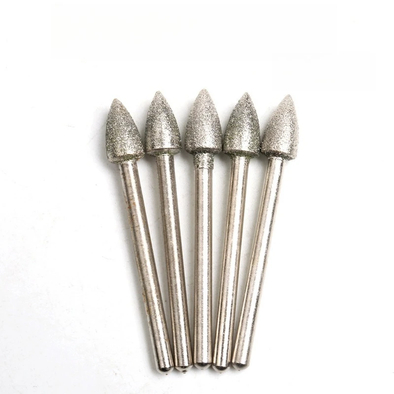 

Professional 5pcs 3mm Shank Bullet Diamond Grinding Burr for Jewelry Jade Stone Carving Polishing Engraving Rotary Tool Bits