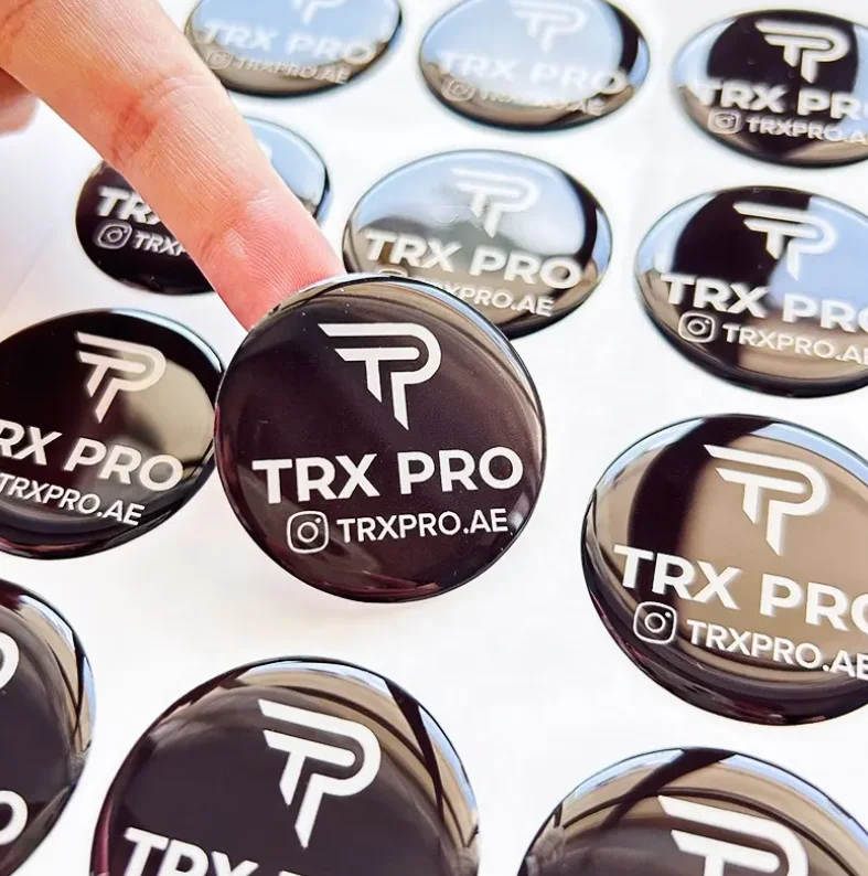 Customized Epoxy Logo Sticker Self-Adhesive Dome 3D Waterproof Transparent round Resin Label for Durable Printing