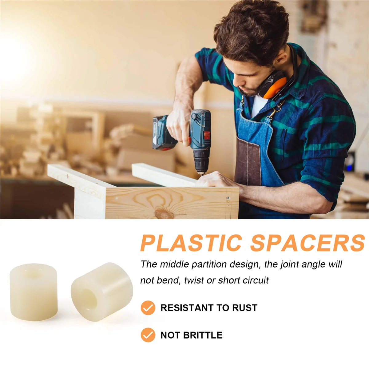 Arandela espaciadora de cilindro de plástico F-3C 7 mm x 3,2 mm x 6 mm 100 piezas