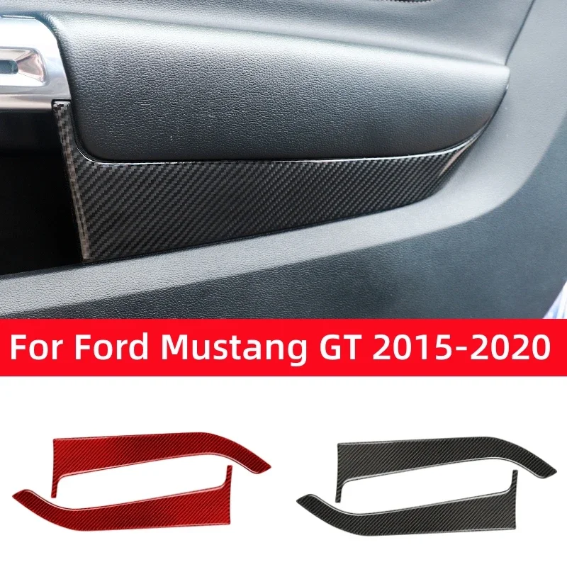 For Ford Mustang GT 2015-2021 Car Accessories Carbon Fiber Interior Car Front Door Panel Trim Stickers Decals Decoration Cover