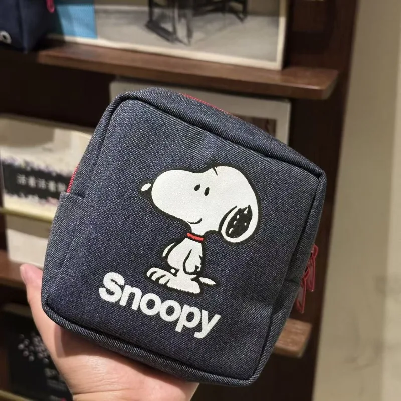 YOUMAI New Denim Snoopy Small Square Bag Cosmetic Storage Makeup Bag Playing Baseball Snoopy Cute Women's Bag Birthday Gift