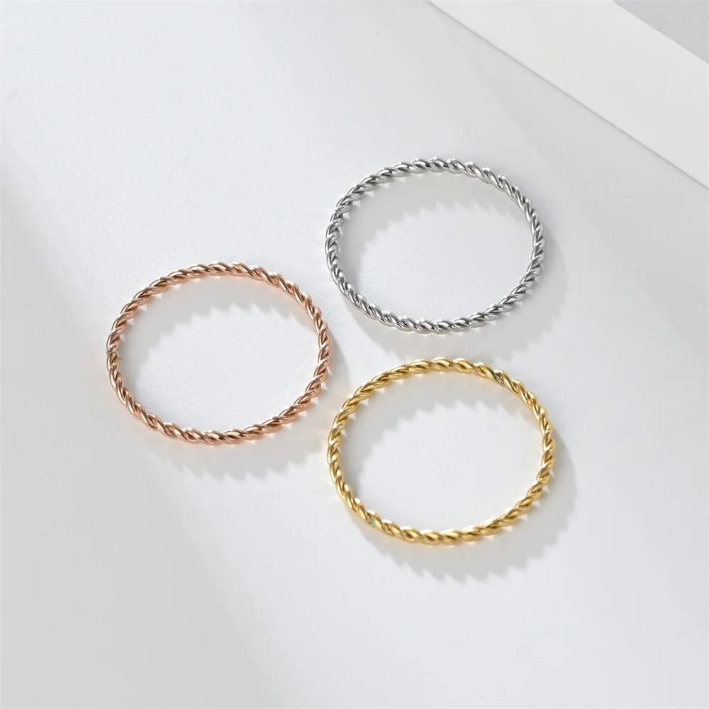 Fashion Slim Three circle Hemp flowers Stainless Steel Finger Rings for Women Men Wholesale Jewelry
