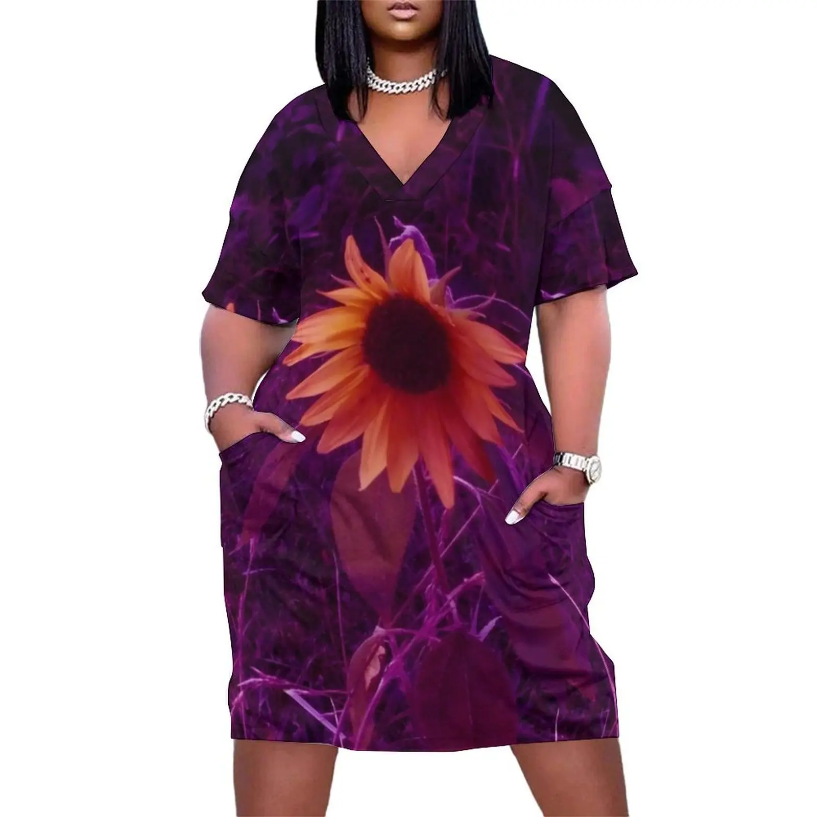 

Purple Sunflower Loose Pocket Dress Women's summer dress Women's skirt women's clothing trend 2025