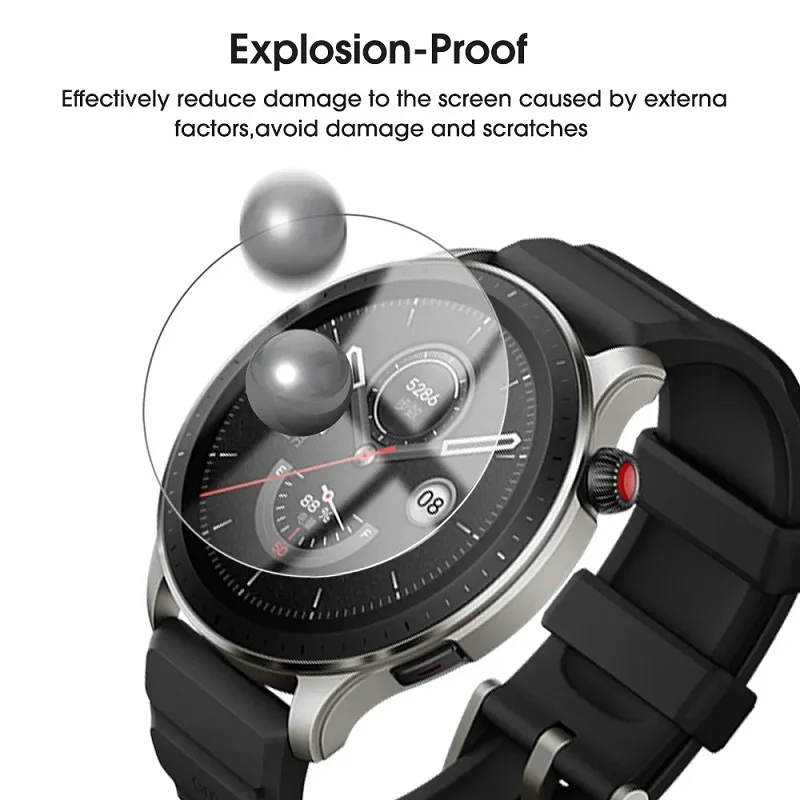 واقي شاشة لـ Amazfit GTR 4 ، زجاج مقسى ، غشاء واقي للساعة الذكية ، رقائق معدنية