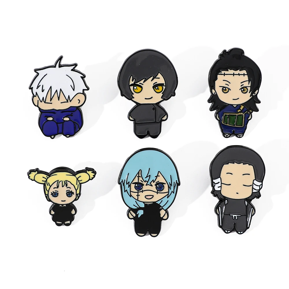 6 Pcs Caricature Brooch​​ Cute Mahito Nishimiya Momo Fashion Enamel Pin Metal Badge Jewelry Clothing Backpack Accessories Gift