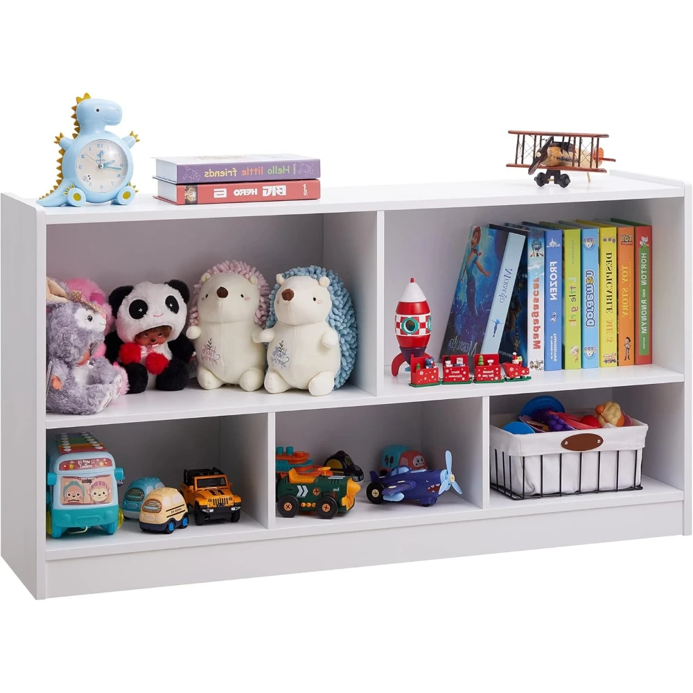 

5-Section Kids Toy Storage Organizer & Bookshelf, Wooden for Kids Room Playroom Nursery Classroom
