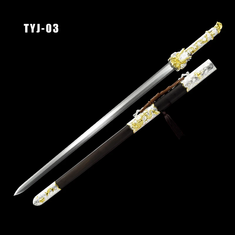Chinese Dragon Sword Traditional Wushu Handmade Full Tang Real Swords Four colors Ready For Home Decoration Collection New Items