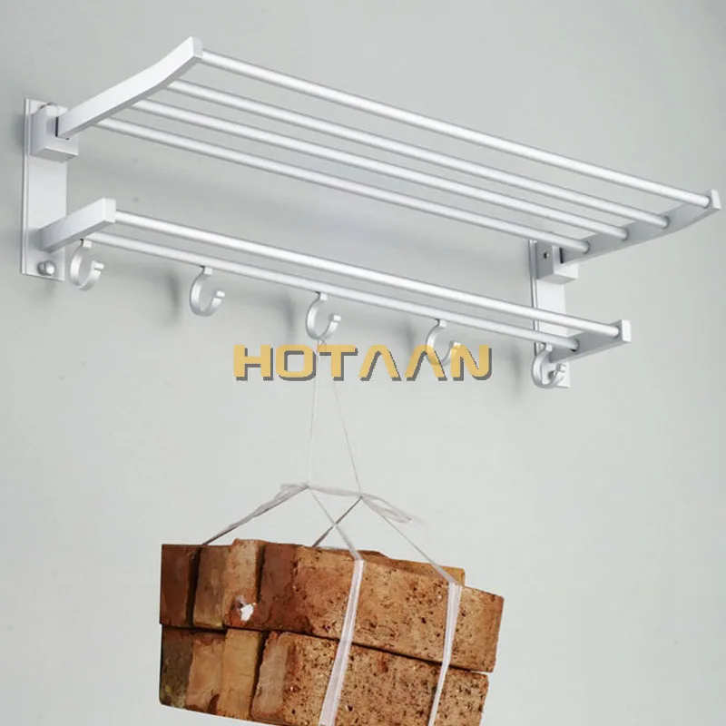 Bathroom towel holder, Foldable  towel rack, oxidation aluminium  towel rack with hooks YT-4003