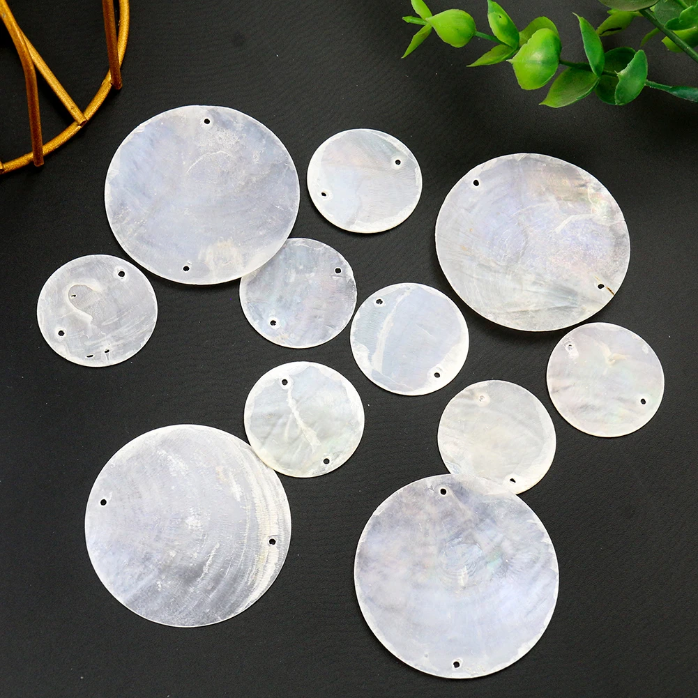 10pcs 30/50mm Natural Mirror Shell Round Flatback Piece for Jewelry Making Supplies Handmade DIY Curtain Wedding Hanging