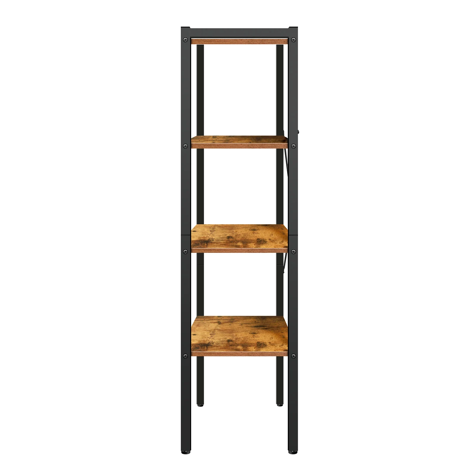 4 TIer Bookshelf Bookcase, Shelving Unit for Living Room, Bedroom, Industrial, Rustic Brown and Black, 55 x 34 x 138 cm