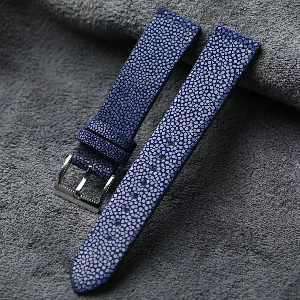 Handmade pearl fish leather strap 18 20 22MM gray green black genuine leather premium luxury men's bracelet premium leather