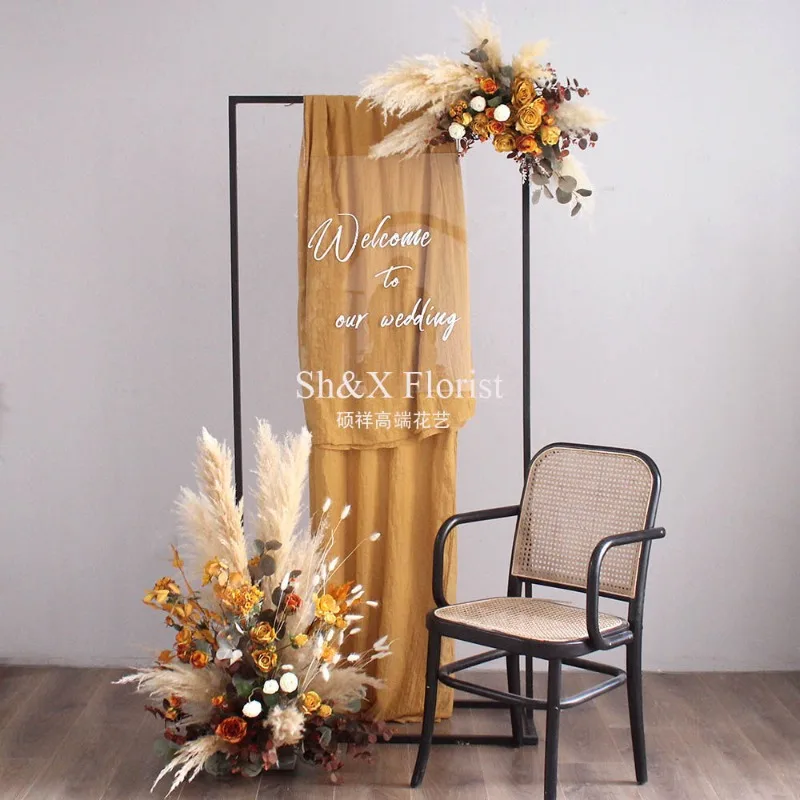 Simulation rose flower art retro tone wedding welcome sign road flower arrangement photography shooting props window design