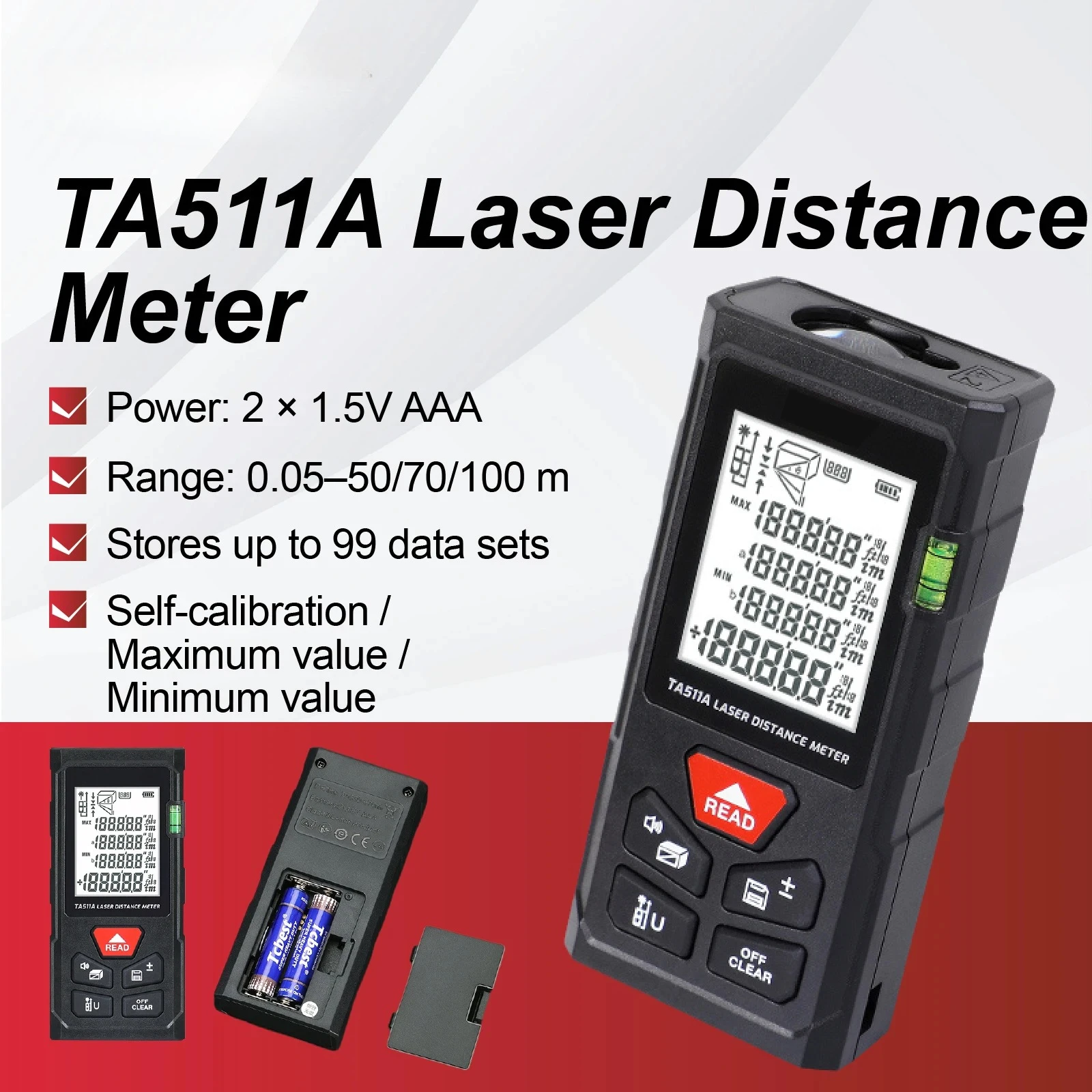 Handheld Digital Laser Distance Meter 0.05–100m High Accuracy Measuring Tool with Data Memory