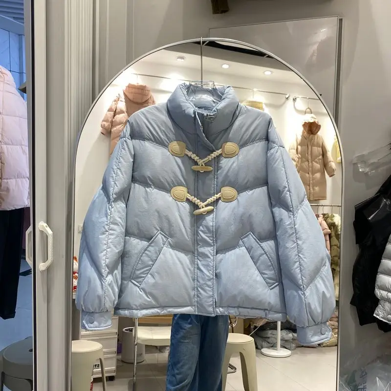 Winter New Women's Down Jacket Commuter Stand Collar Horn Button Jacket