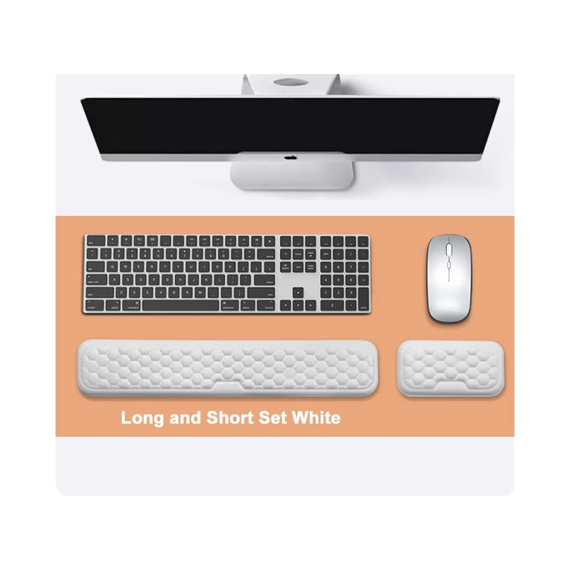 ส่วนที่เหลือข้อมือตามหลักสรีรศาสตร์ Mousepad คีย์บอร์ดส่วนที่เหลือข้อมือพร้อมหน่วยความจําโฟมนวดนูนที่สะดวกสบายและแผ่นรองเมาส์ฐาน PU กันลื่น