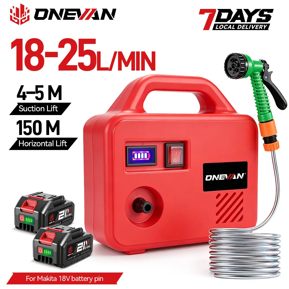 ONEVAN Schnurlose wiederaufladbare elektrische Wasserpumpe 260 W tragbare Garten Rasen Bewässerung Power Pumpe Werkzeuge für Makita 18 V Batterie Pin