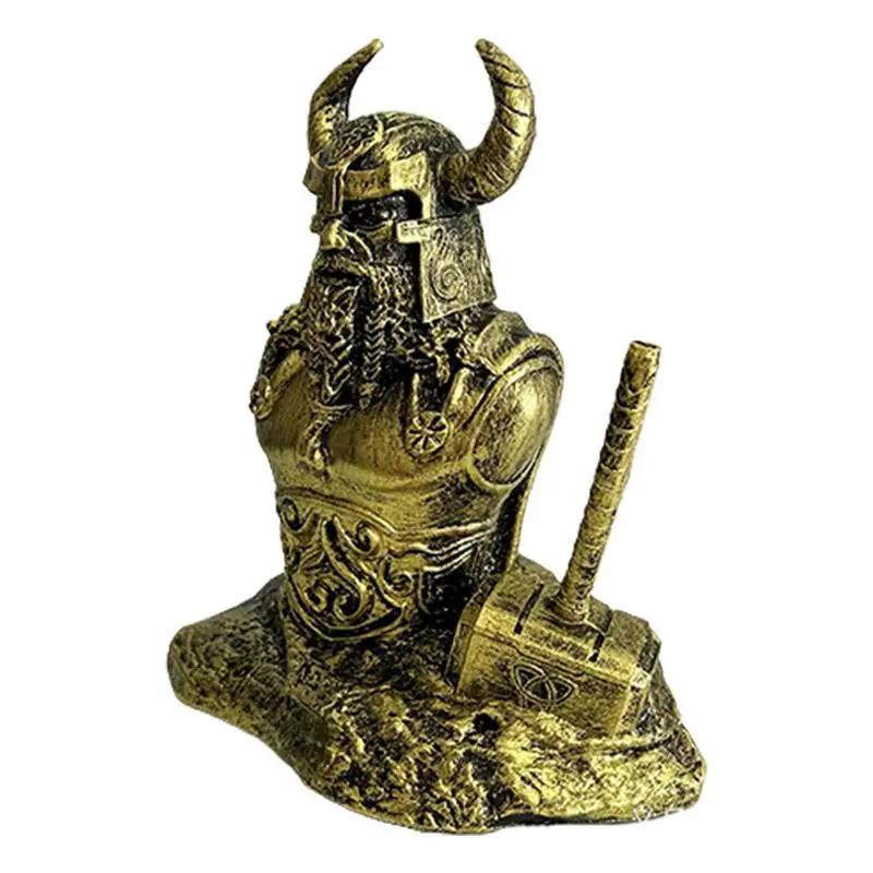 

Norse Statues Resin Sculpture Norse God Statue Bust With Hammer Scandinavian Decor 5.7in Table Ornaments For Desk Bookshelf