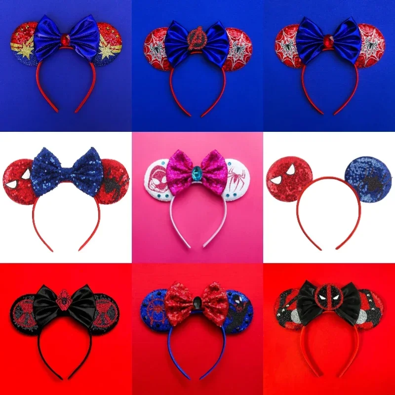 The Avengers Ears Headband Women Disney Marvel Superhero Spider-Man Hairband Girl Black Widow Iron Man Hair Accessories Kid Gift