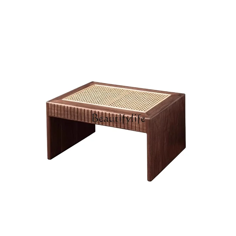 

North American black walnut sofa edge few solid wood rattan tea table