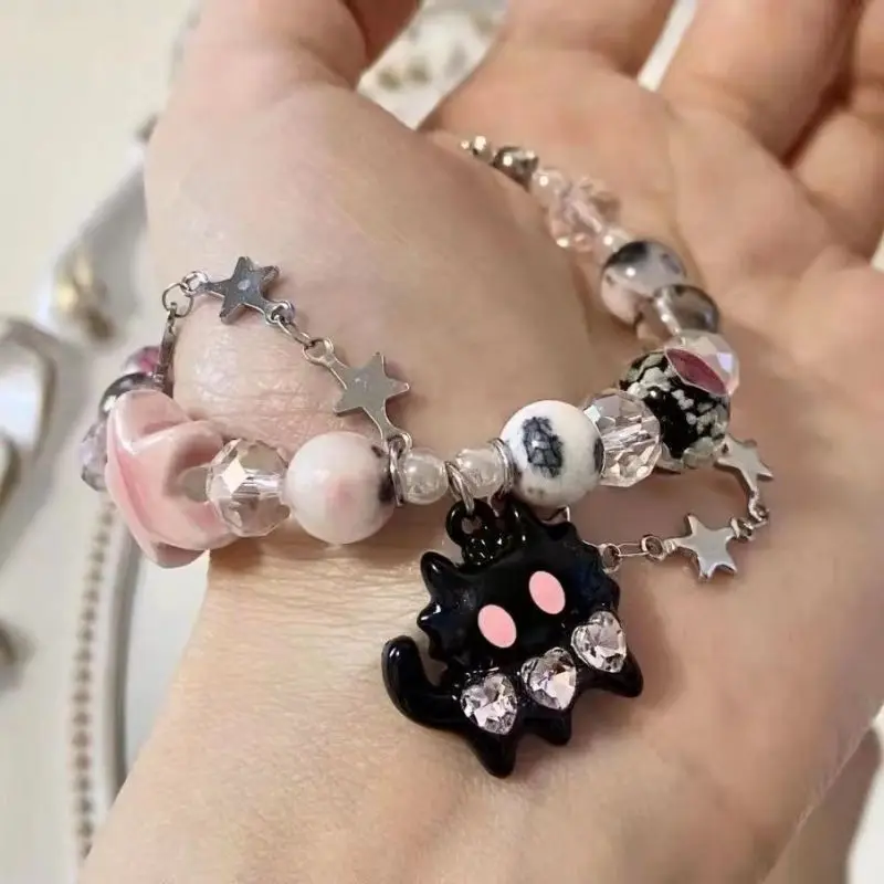 Bohemian Natural Stone Beaded Bracelet For Girls Handmade Star Monster Cat Multi-layer Pendant Bracelets Bangles Wristband