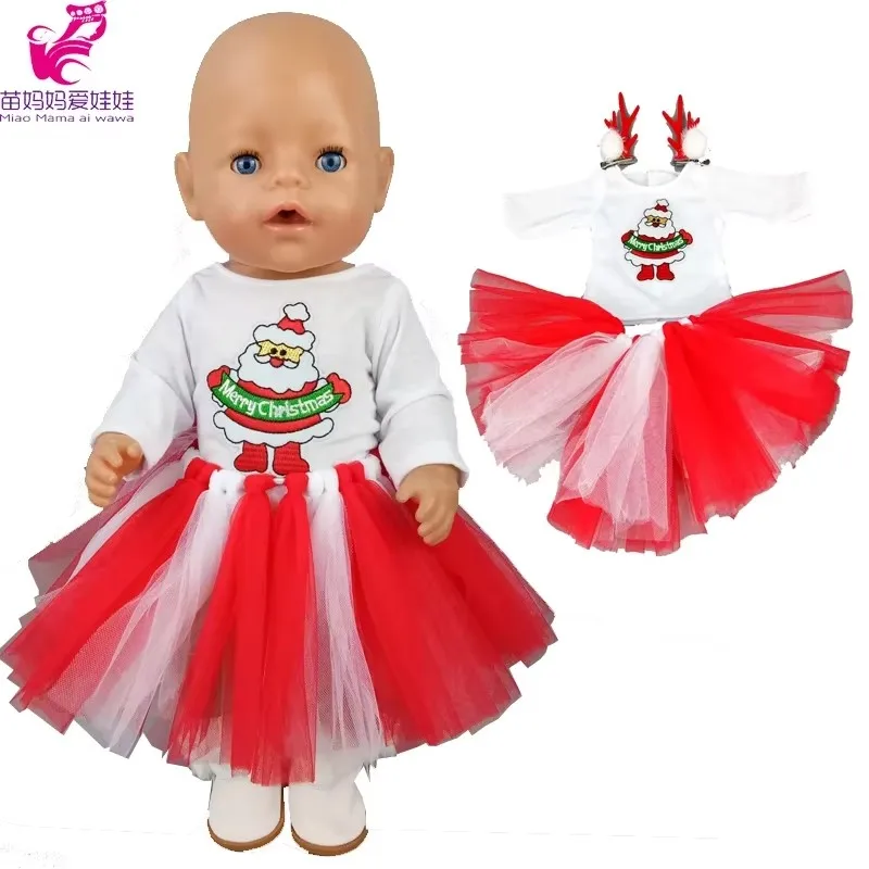 Santa Claus Dress for Baby Doll Clothes Christmas Dress 18 Inches Girl Doll Tutu Skirt