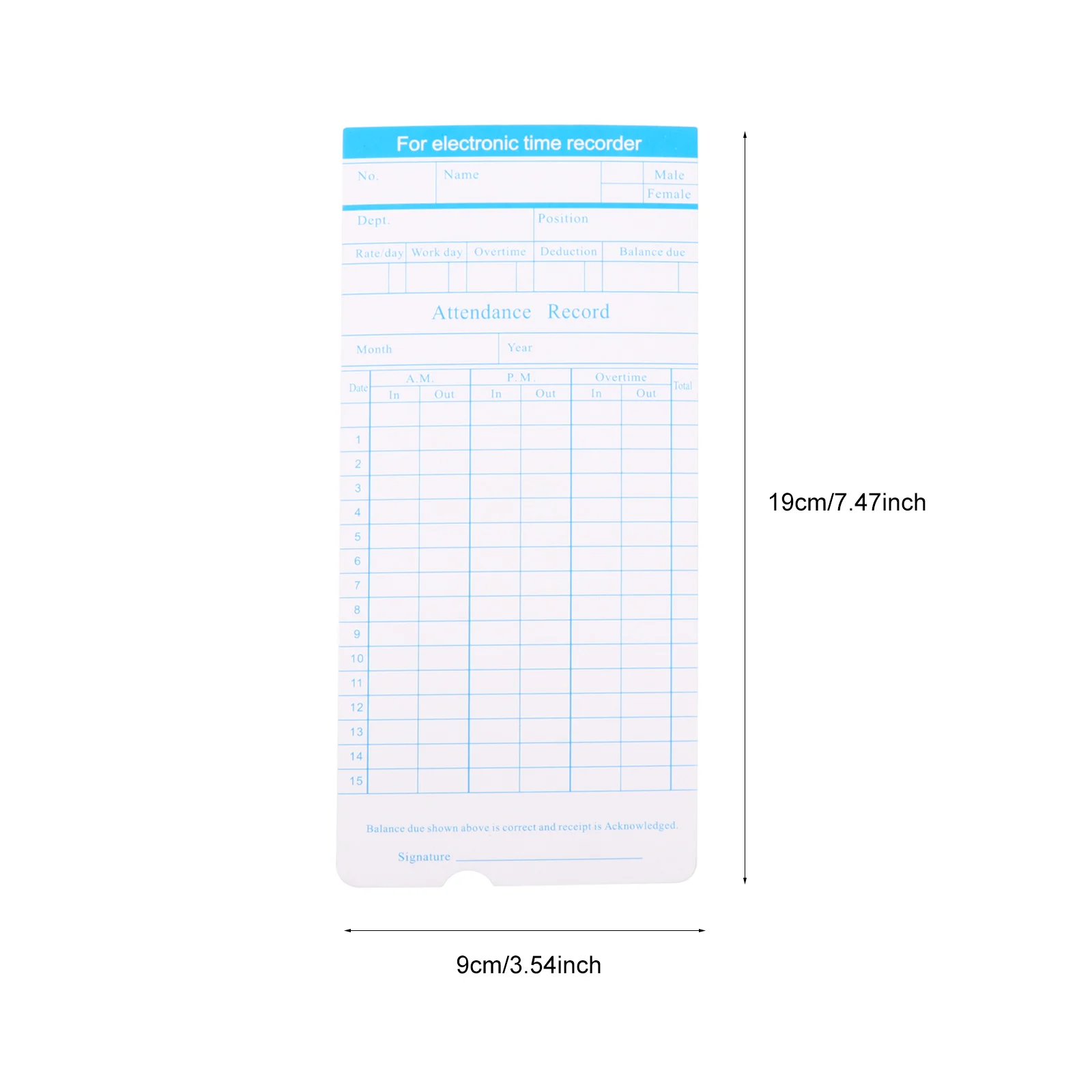 Attendance Card Time Recording for Commuting Records of Office Monthly Clocking Cards Recorder Company