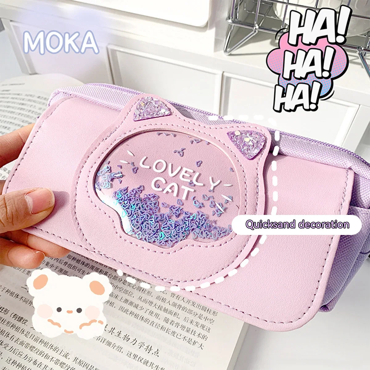 Trousse à Crayons Kawaii Lavable pour Fille, Sac à Stylos, Sable Mouvant, Multicolore, en Option, Macaron Mignon, Poudres, Rentrée Sв, Papeterie