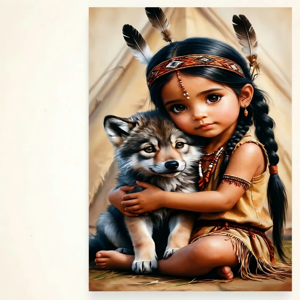 Cute Cat Girl & Native Child Jigsaw Puzzle 500-2000pcs Whimsical Art Game for Adults Kids Home Decor Relaxing Family Fun Gift