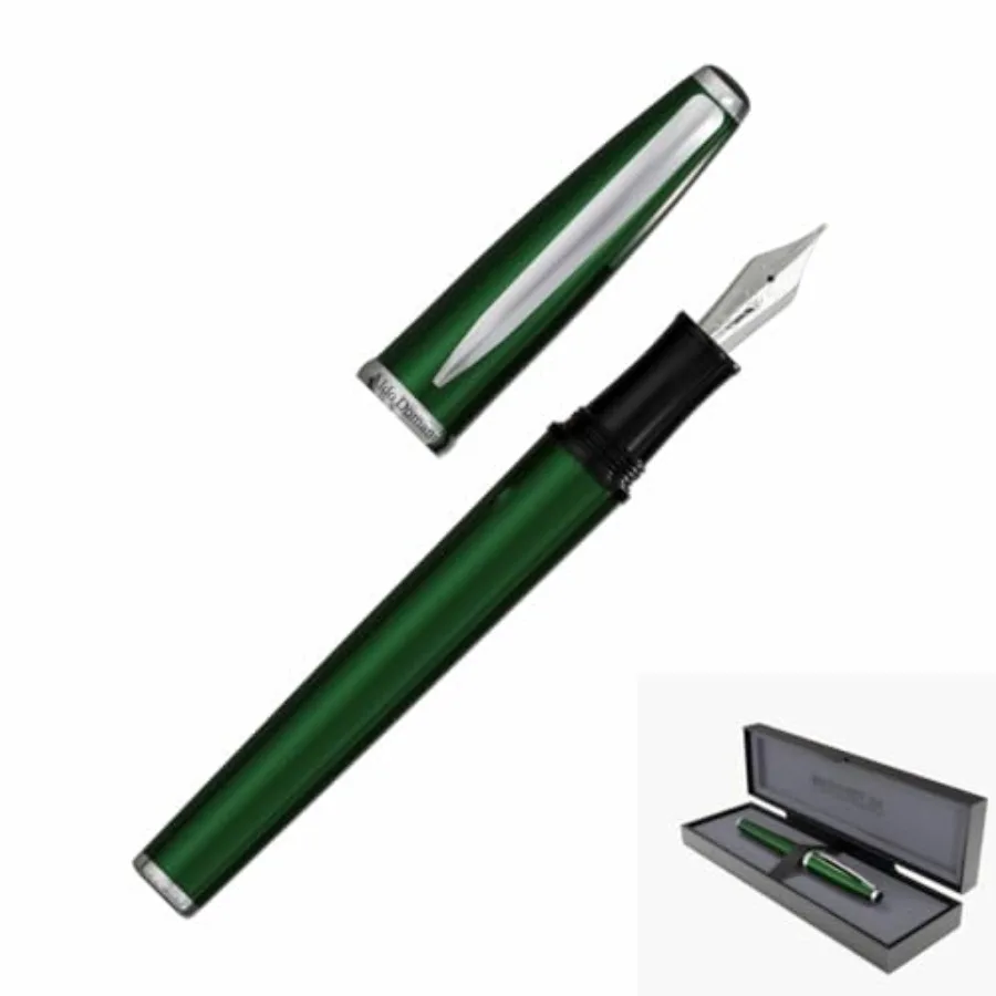 

USA Aldo Domani Fountain Pen Green Medium Nib Free Ink Bottle Converter and 2 Cartridges Gift Boxed Writing Pen