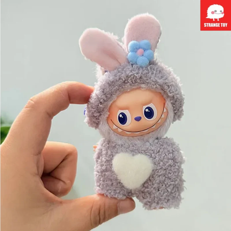 

For Labubu 4.0 Doll Clothes Outfit Heart-Shaped Purple Flower Bunny Ears Headband Little Nose Gag Secret Code Ruffle Gift