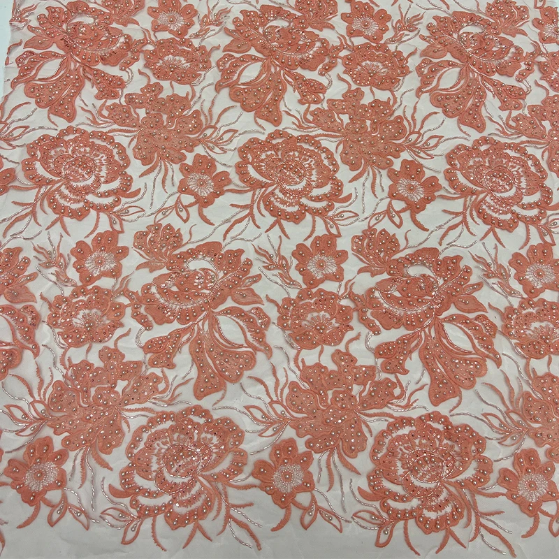 ฝรั่งเศสหรูหราลูกไม้ผ้าตาข่าย,แอฟริกันฟองลูกปัดลูกปัดหลอดเย็บปักถักร้อย,ดอกไม้ขนาดใหญ่ลูกปัดเลื่อมเย็บปักถักร้อยผ้าชุด