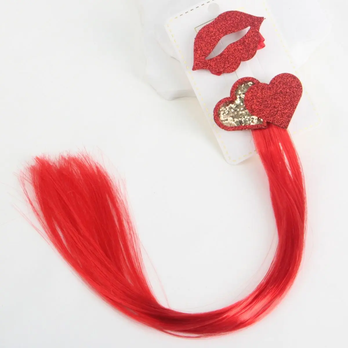 

Valentine's Day's Popular Sweet and charming Hair Clips Heart Red Lip Hair Accessory Set Red Wig Decoration Girls Women Gifts