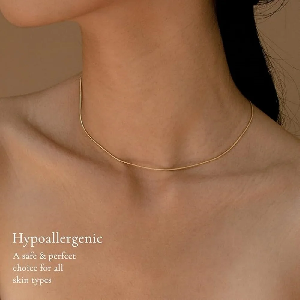 

Fashion Small Clavicle Snake Chain Necklace Gold Plated Stainless Steel Choker Necklaces for Women Men Gifts DIY Pendant Jewelry