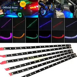 6 Pcs/2 Pcs DC12V Motor LED Strip Underbody Light For Car Motorcycle Waterproof Multi Color Width 1cm