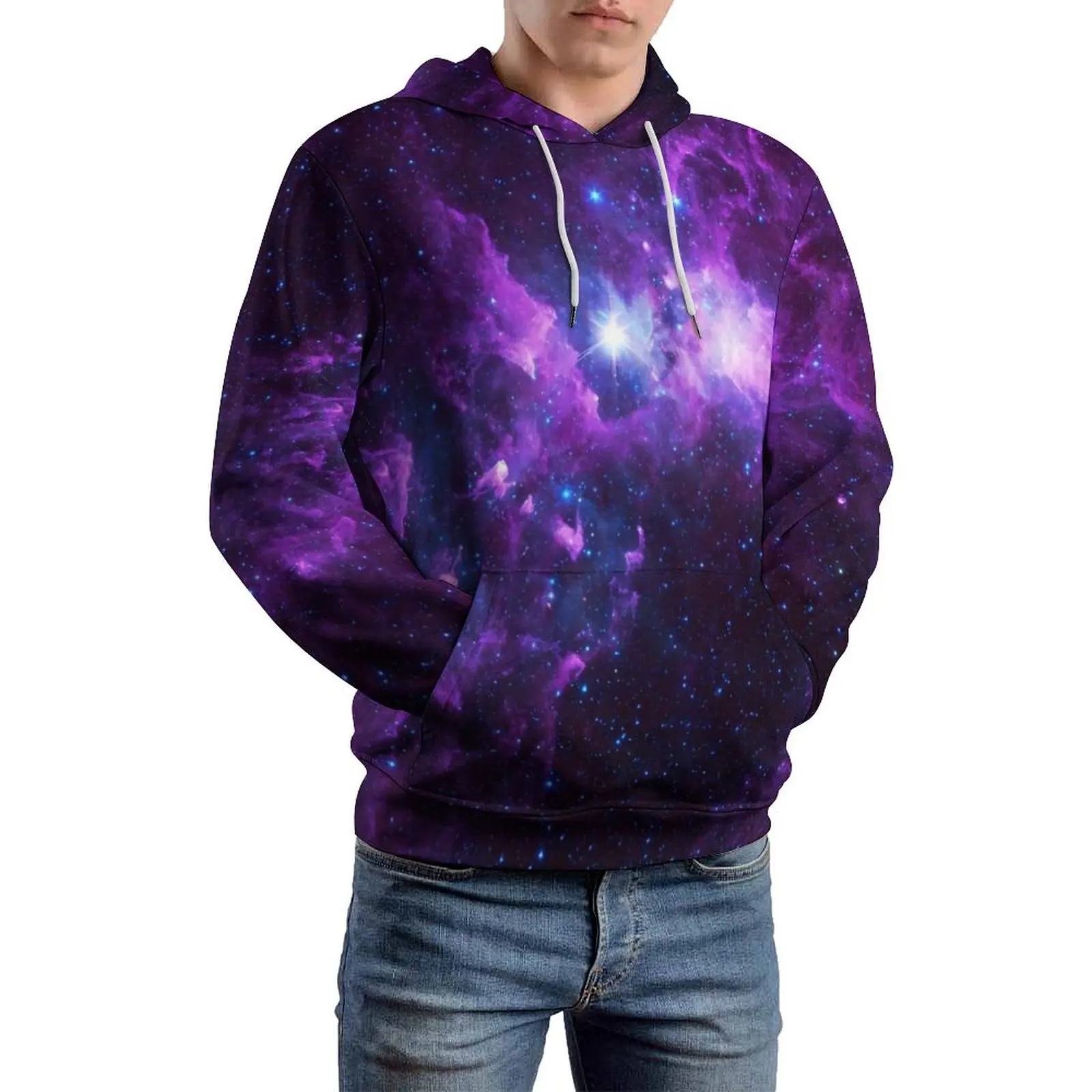 

Purple Galaxy Loose Hoodies Colorful Print Street Fashion Hoodie Man Long Sleeve Aesthetic Custom Sweatshirts Big Size