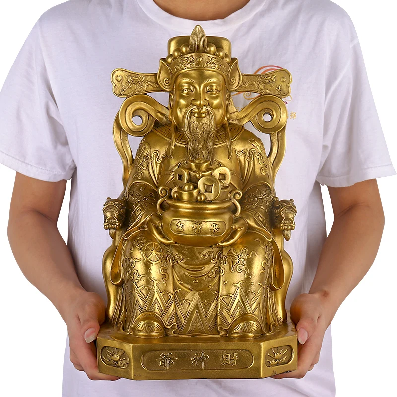 37 -Business Efficacious Money Drawing Talisman House -Home office Golden God of wealth CAI SHEN Copper statue