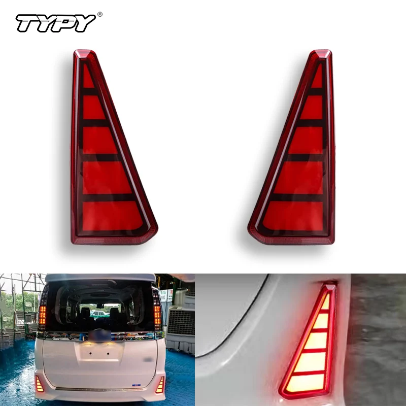 

TYPY 2PCS Car flashing LED Reflector Lamp Rear Fog Lamp Bumper Light Brake Warning Light For Toyota NOAH VOXY 80 Series