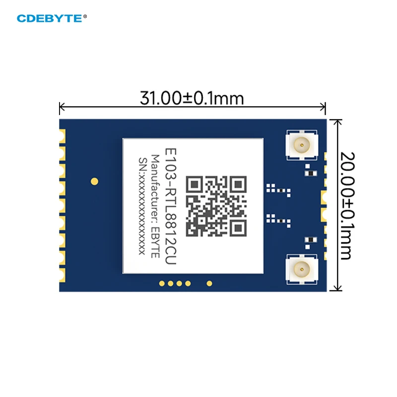2.4GHz/5.8GHz Dual Band Wireless WiFi Module CDEBYTE E103-RTL8812CU RTL8812CU-CG USB Interface MIMO SMD Module 200m 867Mbps