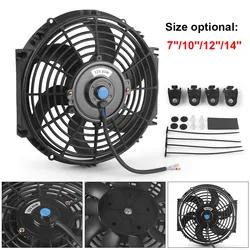 Universal 12V 80W 2100RPM Car Air Conditioning Electronic Radiator Cooling Fan 7/9/10/12 Inch Blade Electric Cool Mounting Kit