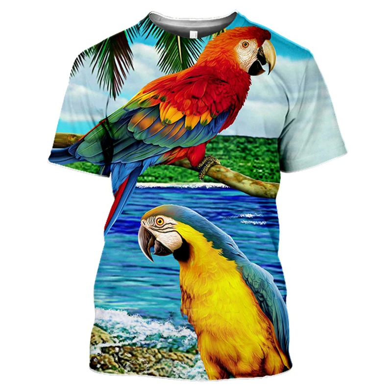 Animal Bird Parrot Florial Peacock 3d Print Boys Girls Summer Fashion T-Shirt 4-20Y Children Cool T Shirt Kids Clothes Tees Tops